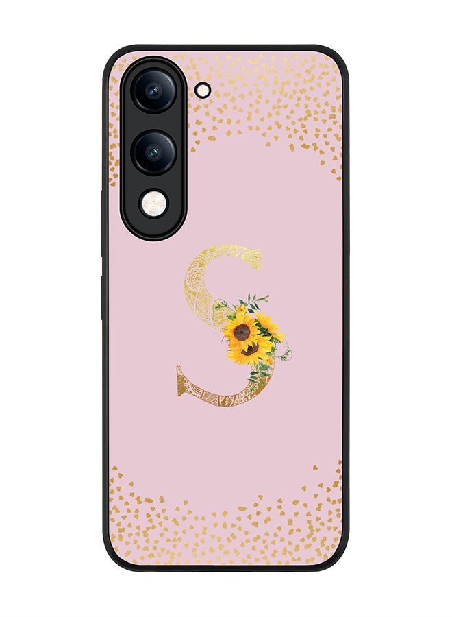 For vivo Y04 / Y29t 5G Case,Slim fit Camera Protection, Shockproof Thin Phone cover  - Custom Floral Monogram - S  (Pink )